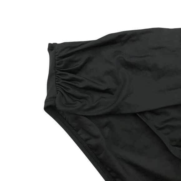 La Blanca Bikini Bottom Womens 16 Black Island Goddess Mid-Waist Sash Band Beach - Picture 6 of 10